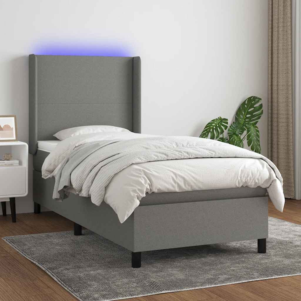 vidaXL Boxspring met matras en LED stof crèmekleurig 140x200 cm