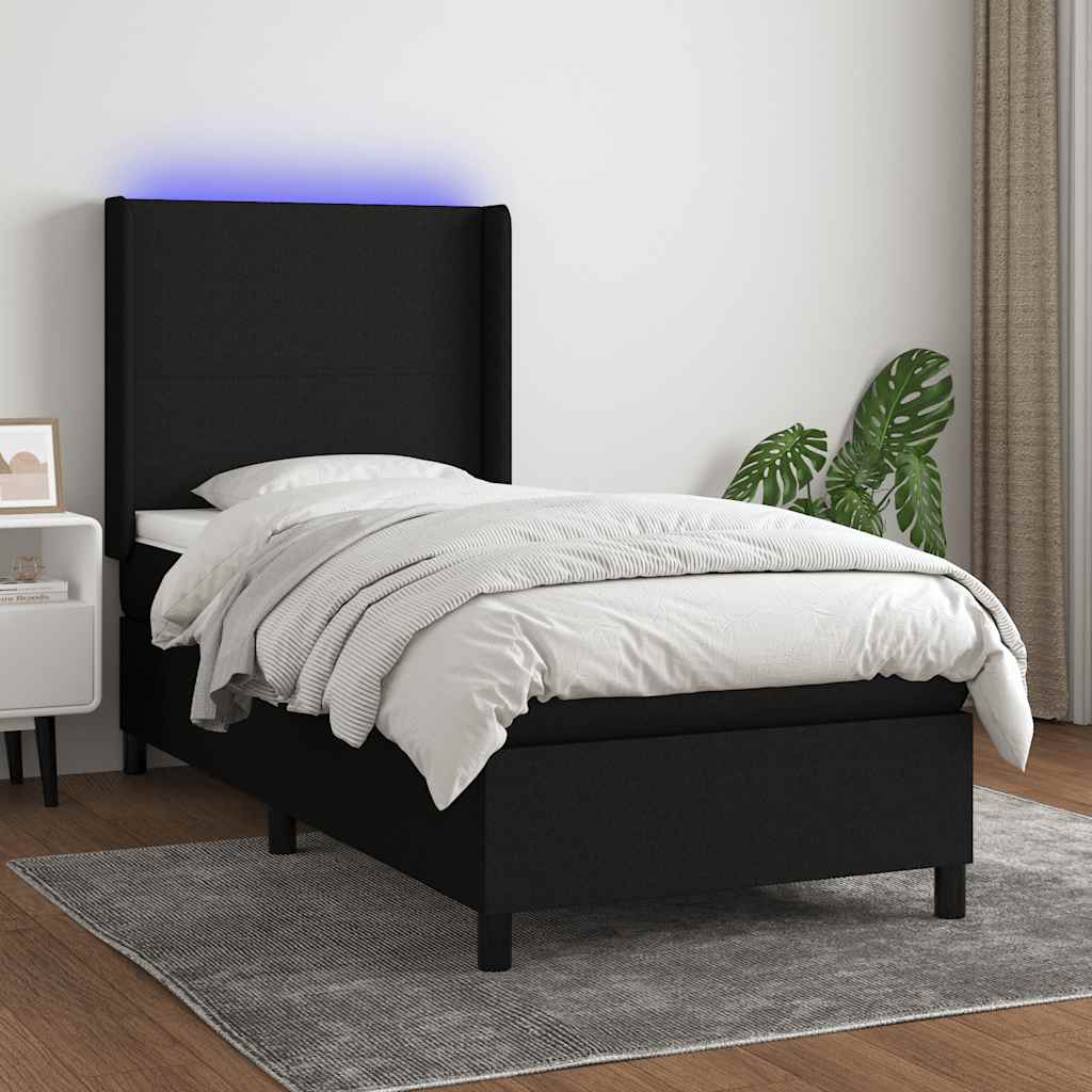 vidaXL Boxspring met matras en LED stof crèmekleurig 140x200 cm
