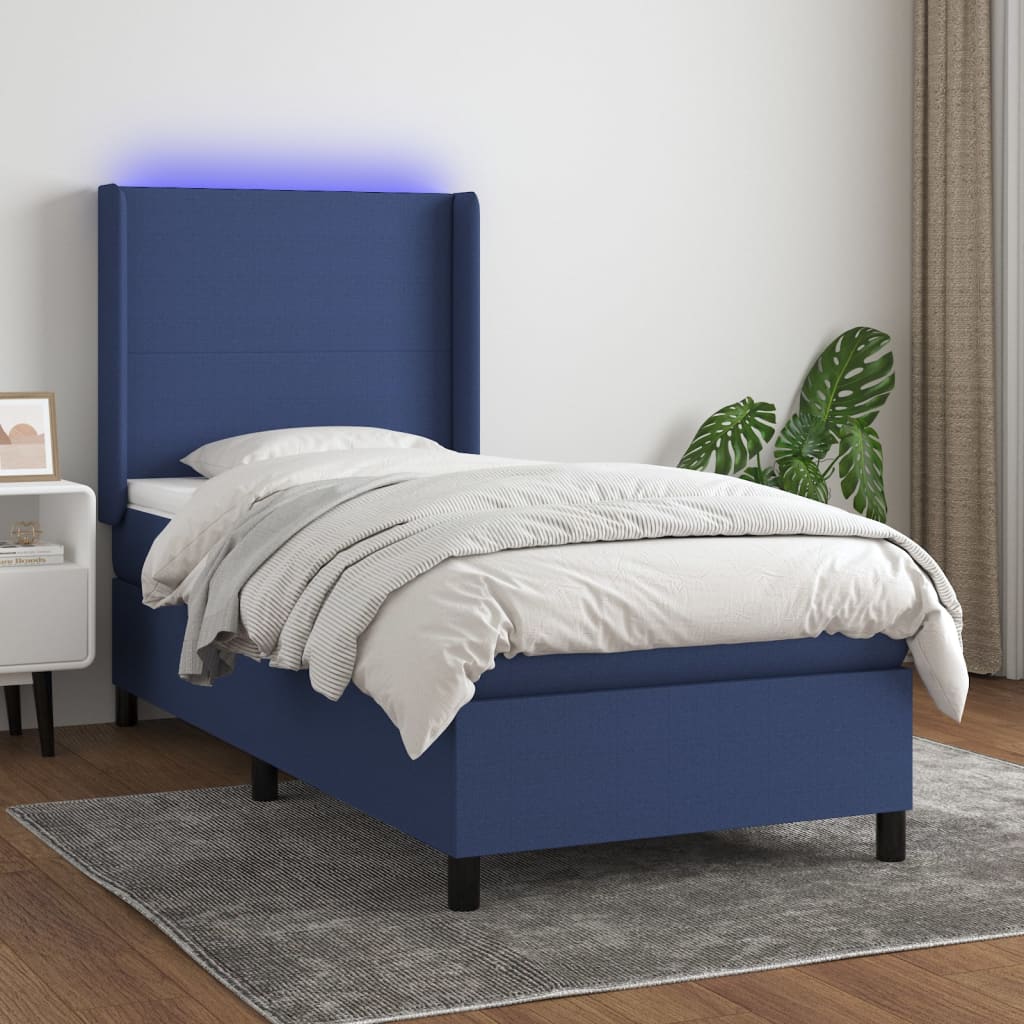 vidaXL Boxspring met matras en LED stof crèmekleurig 140x200 cm