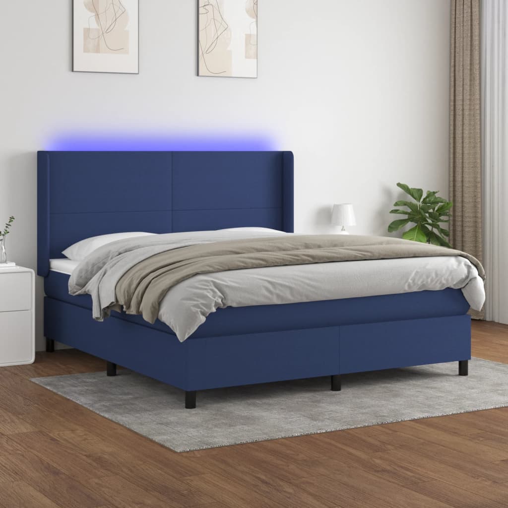 vidaXL Boxspring met matras en LED stof crèmekleurig 140x200 cm