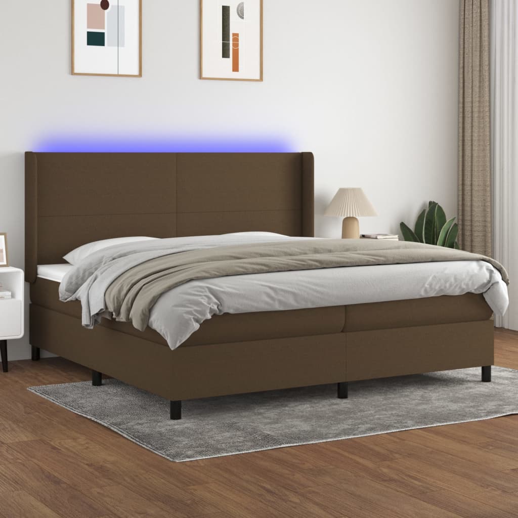 vidaXL Boxspring met matras en LED stof crèmekleurig 140x200 cm