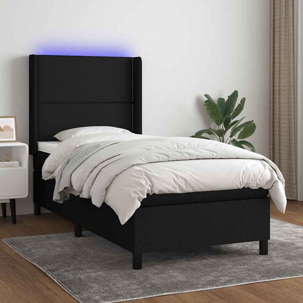 vidaXL Boxspring met matras en LED stof crèmekleurig 140x200 cm