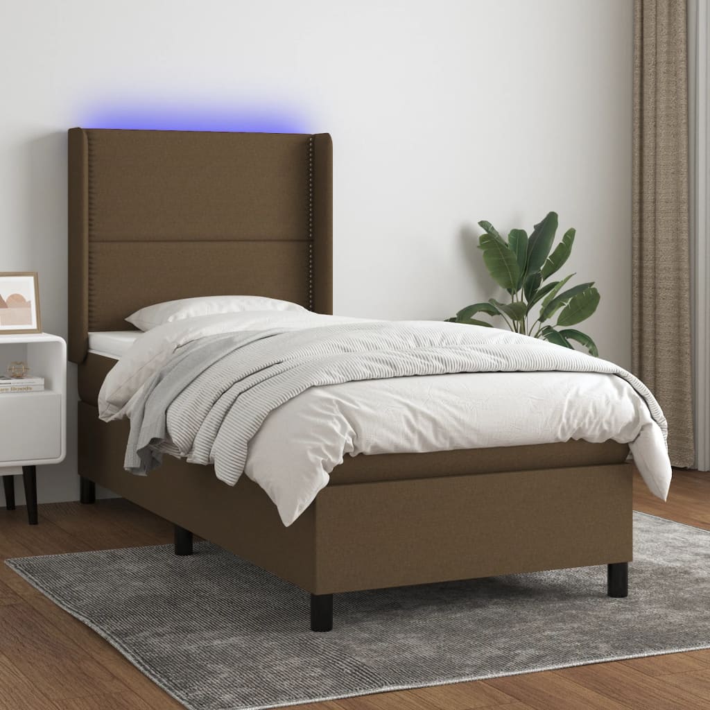 vidaXL Boxspring met matras en LED stof crèmekleurig 140x200 cm