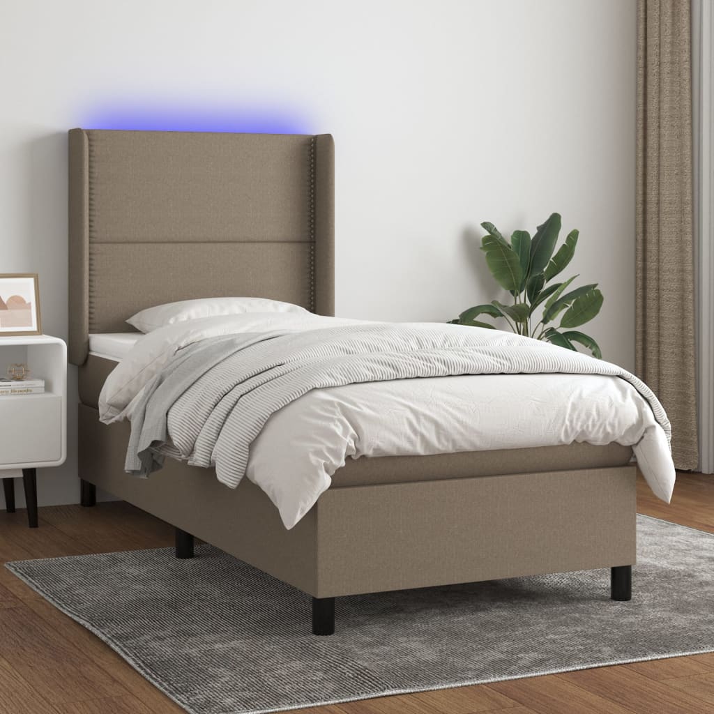 vidaXL Boxspring met matras en LED stof crèmekleurig 140x200 cm