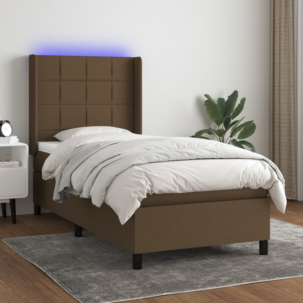 vidaXL Boxspring met matras en LED stof crèmekleurig 140x200 cm