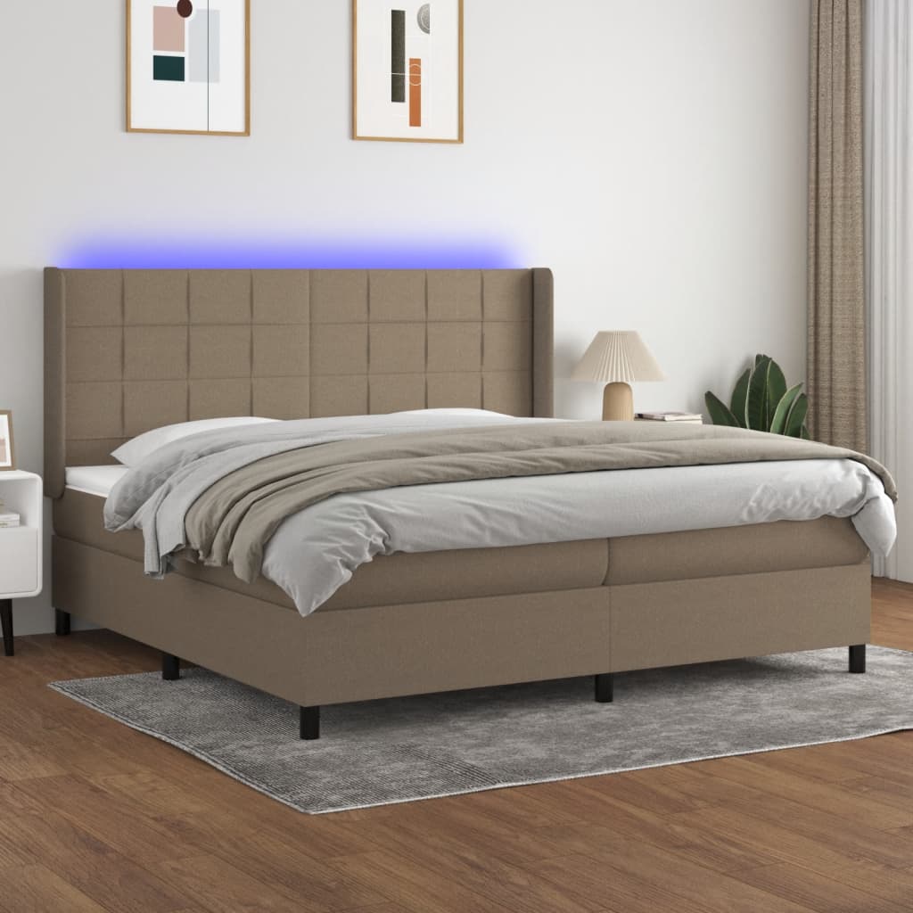 vidaXL Boxspring met matras en LED stof crèmekleurig 140x200 cm