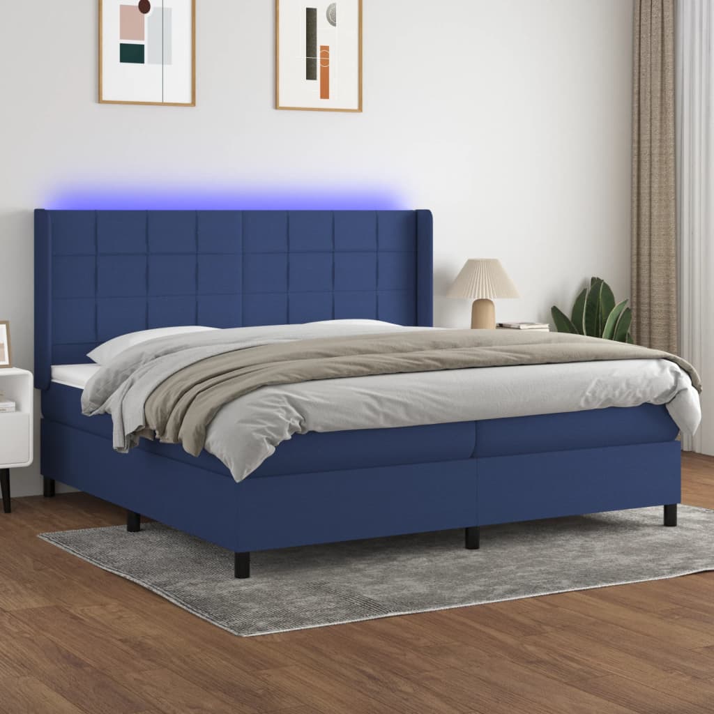 vidaXL Boxspring met matras en LED stof crèmekleurig 140x200 cm