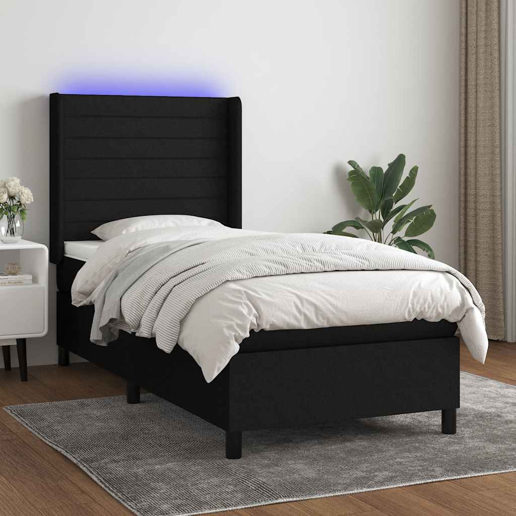vidaXL Boxspring met matras en LED stof crèmekleurig 140x200 cm