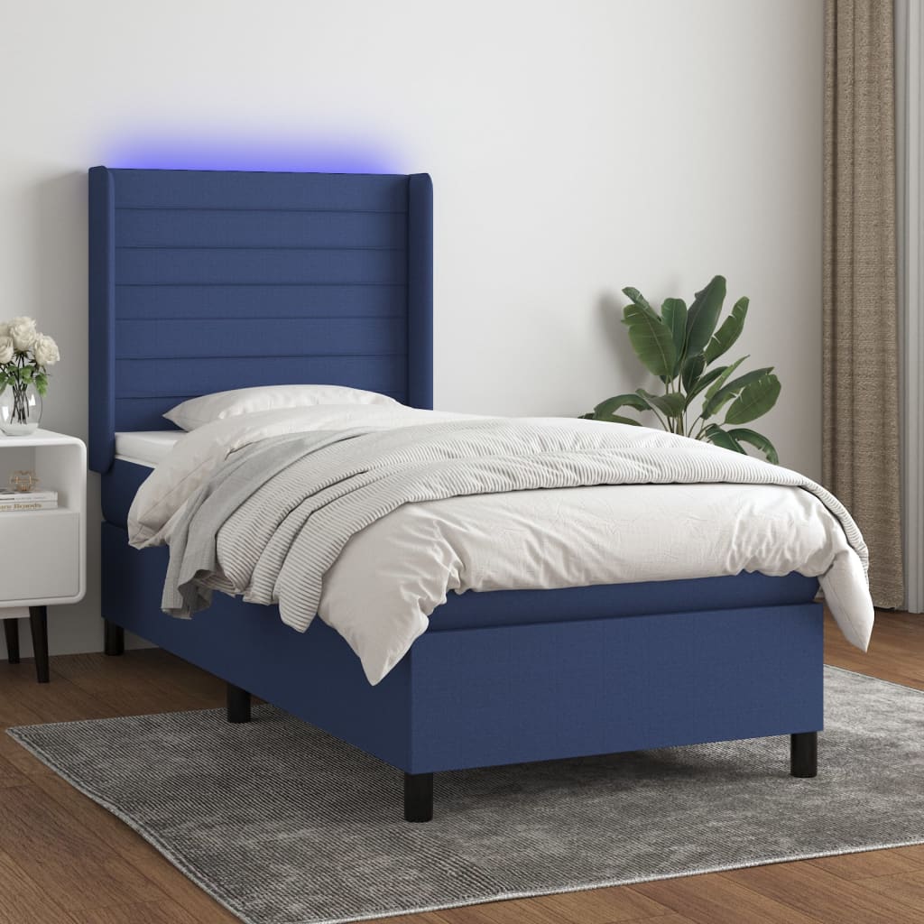 vidaXL Boxspring met matras en LED stof crèmekleurig 140x200 cm