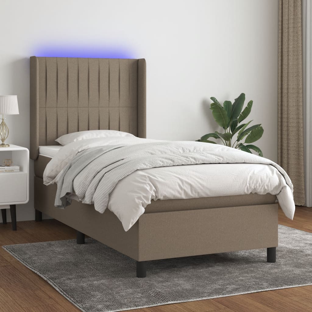 vidaXL Boxspring met matras en LED stof crèmekleurig 140x200 cm