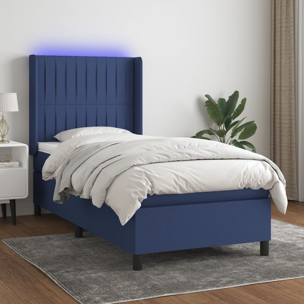 vidaXL Boxspring met matras en LED stof crèmekleurig 140x200 cm