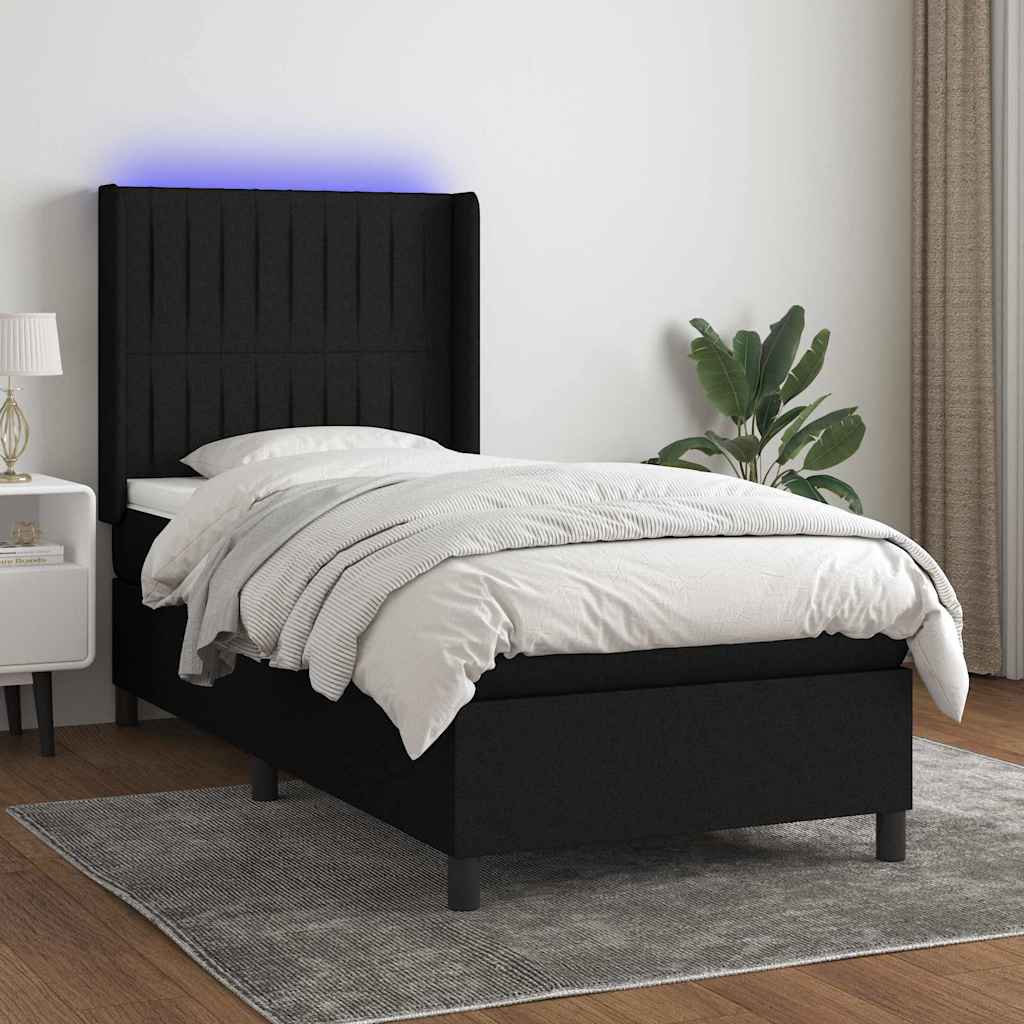 vidaXL Boxspring met matras en LED stof crèmekleurig 140x200 cm