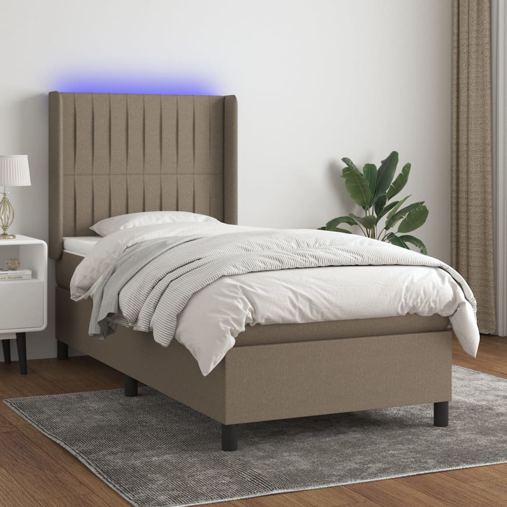 vidaXL Boxspring met matras en LED stof crèmekleurig 140x200 cm
