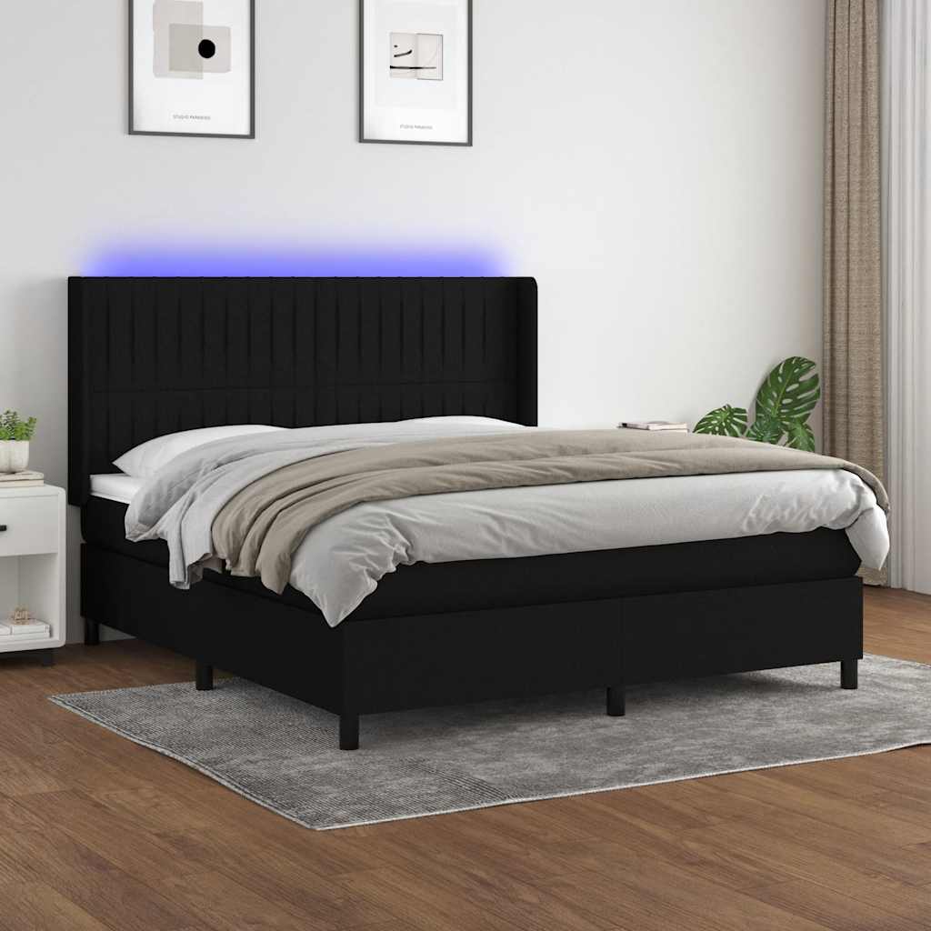 vidaXL Boxspring met matras en LED stof crèmekleurig 140x200 cm