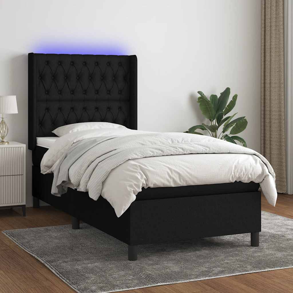 vidaXL Boxspring met matras en LED stof crèmekleurig 140x200 cm