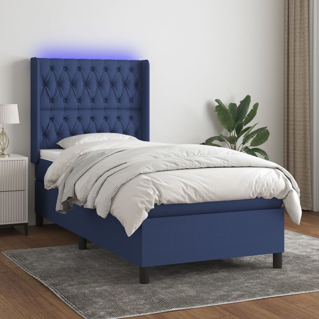 vidaXL Boxspring met matras en LED stof crèmekleurig 140x200 cm