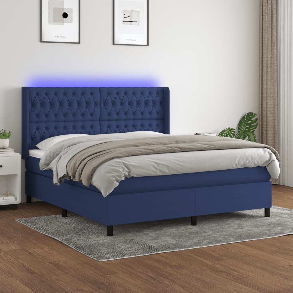 vidaXL Boxspring met matras en LED stof crèmekleurig 140x200 cm