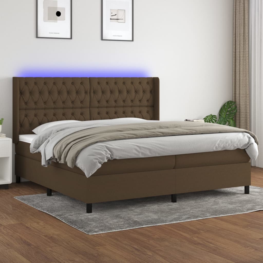 vidaXL Boxspring met matras en LED stof crèmekleurig 140x200 cm