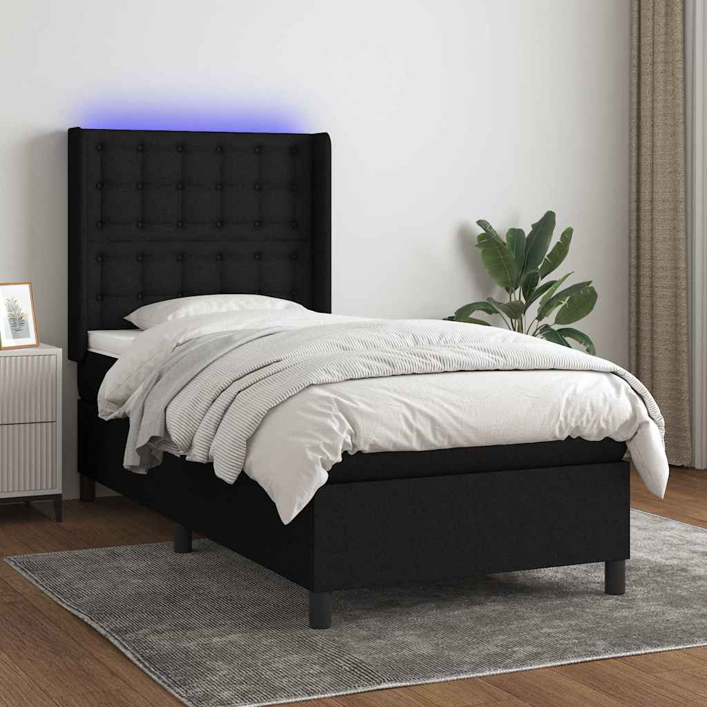 vidaXL Boxspring met matras en LED stof crèmekleurig 140x200 cm