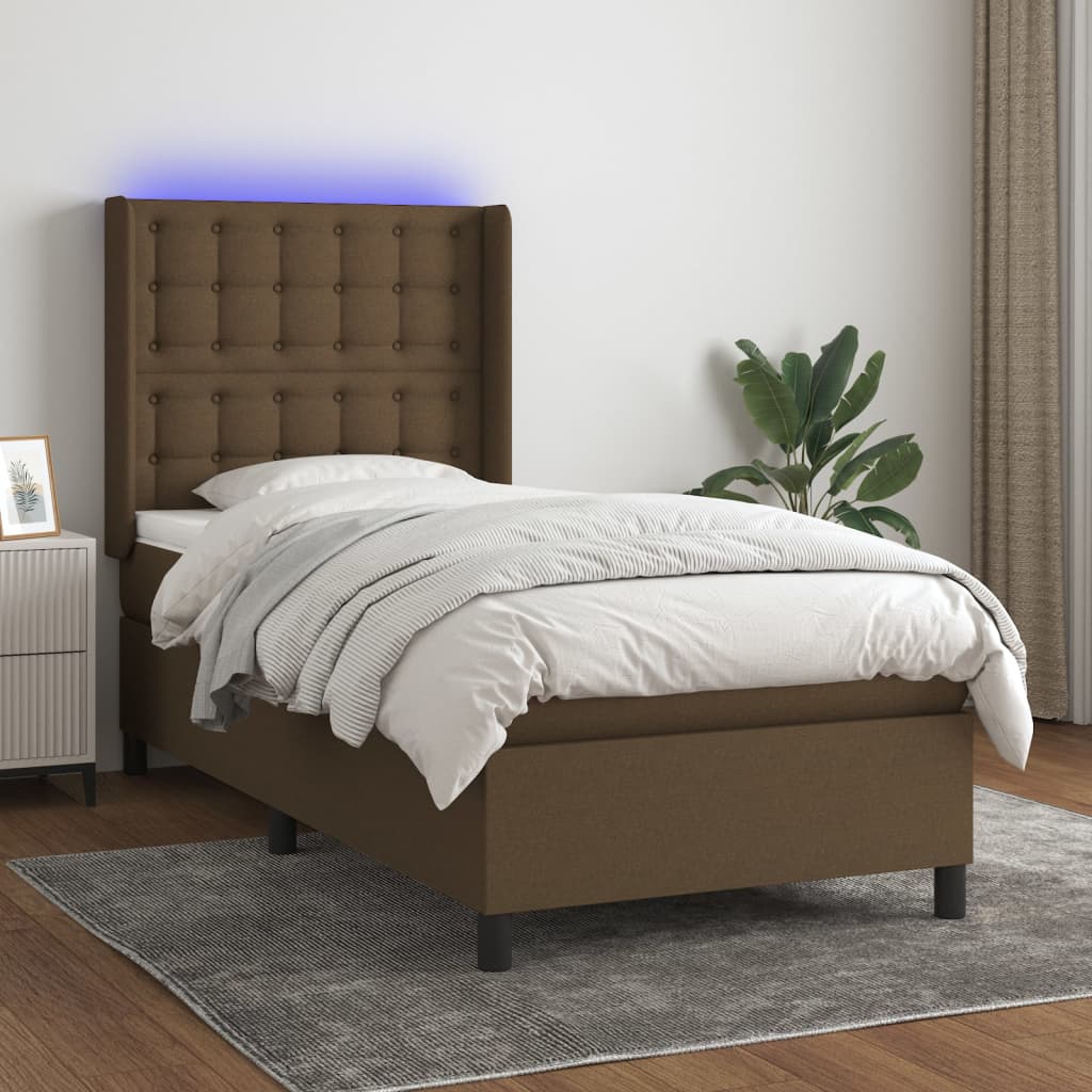 vidaXL Boxspring met matras en LED stof crèmekleurig 140x200 cm
