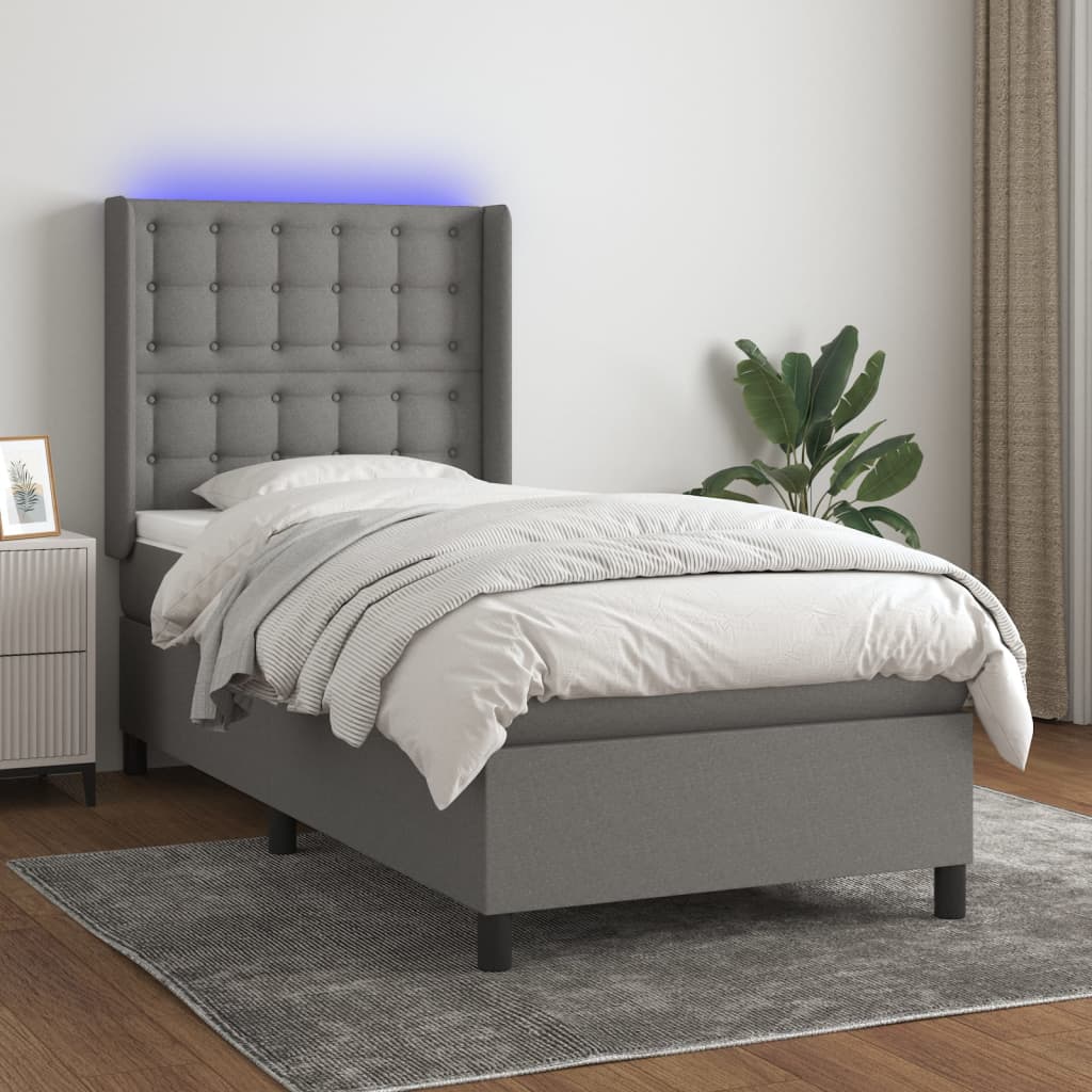 vidaXL Boxspring met matras en LED stof crèmekleurig 140x200 cm