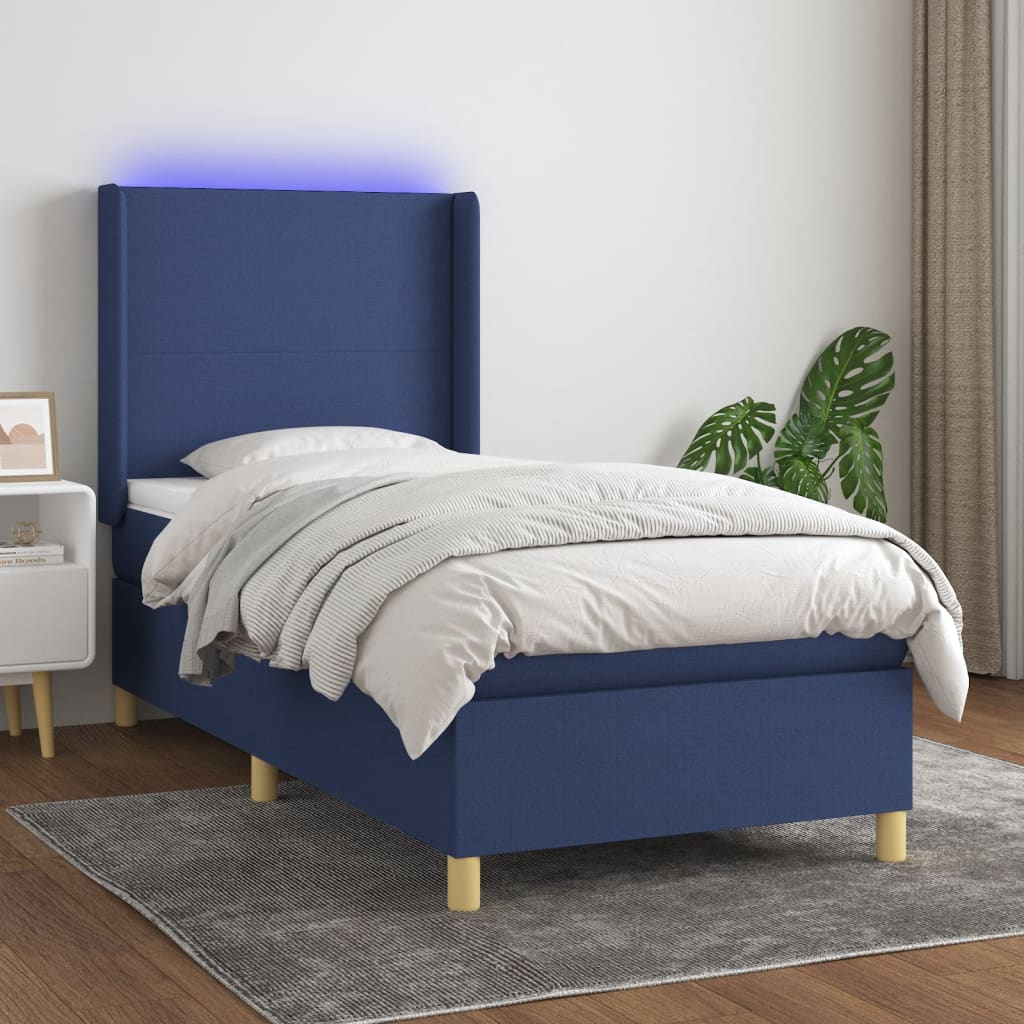 vidaXL Boxspring met matras en LED stof lichtgrijs 100x200 cm