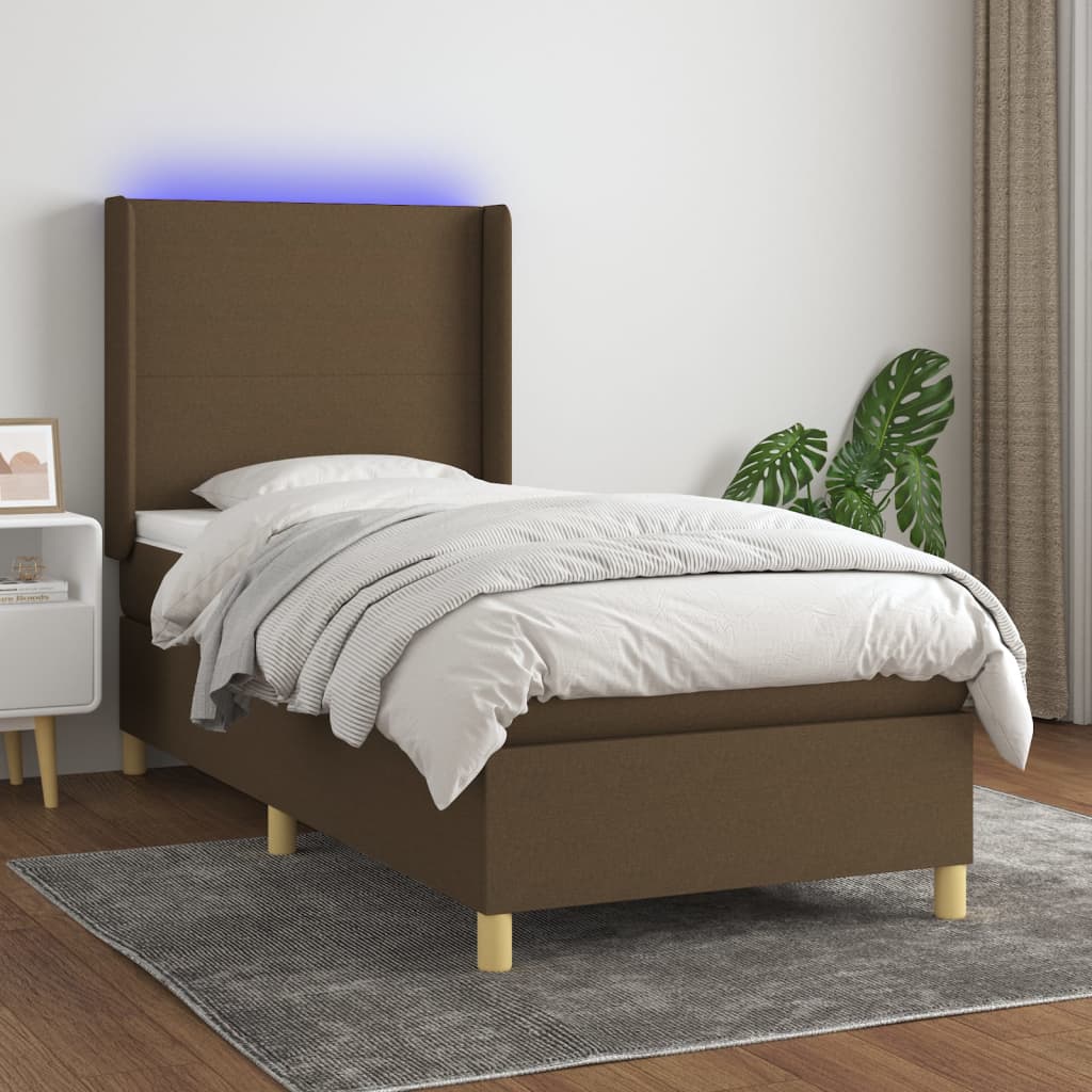vidaXL Boxspring met matras en LED stof lichtgrijs 100x200 cm