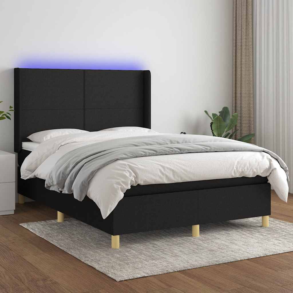 vidaXL Boxspring met matras en LED stof lichtgrijs 100x200 cm
