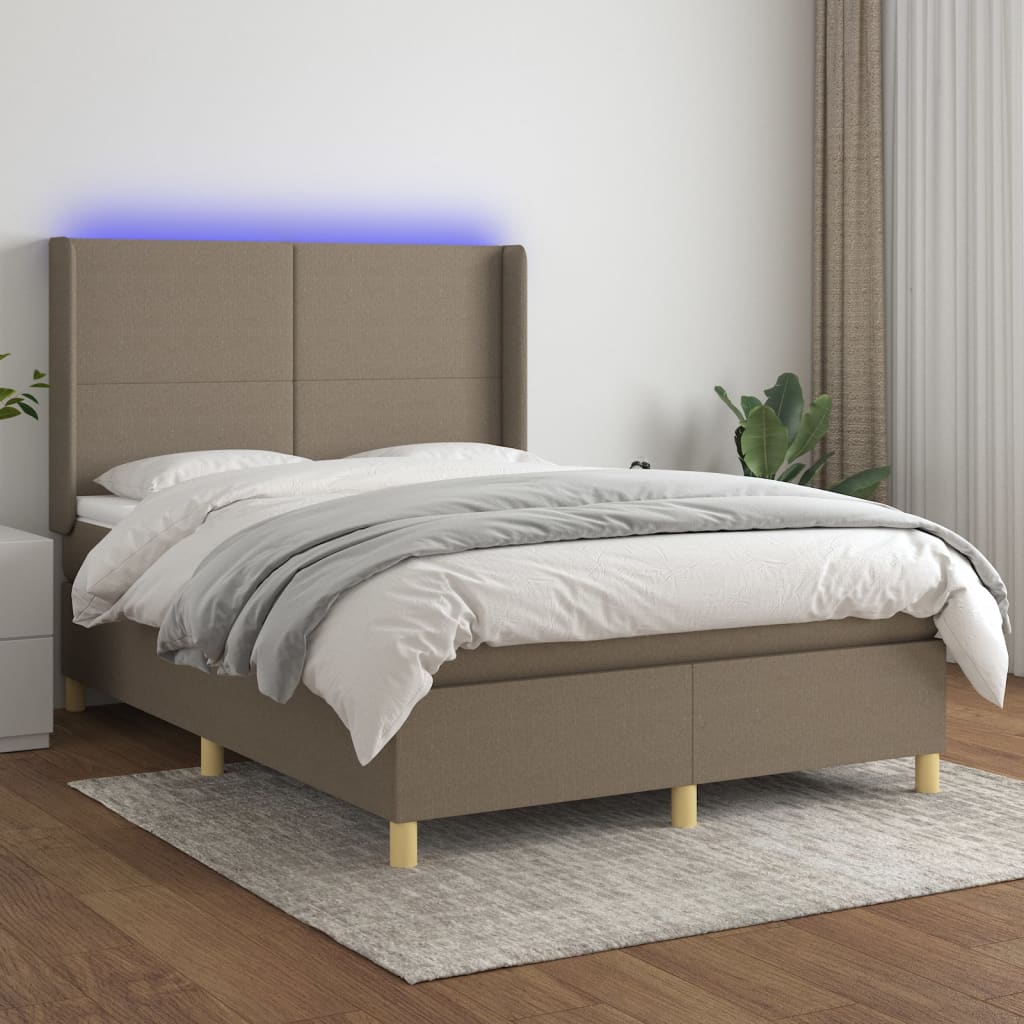vidaXL Boxspring met matras en LED stof lichtgrijs 100x200 cm