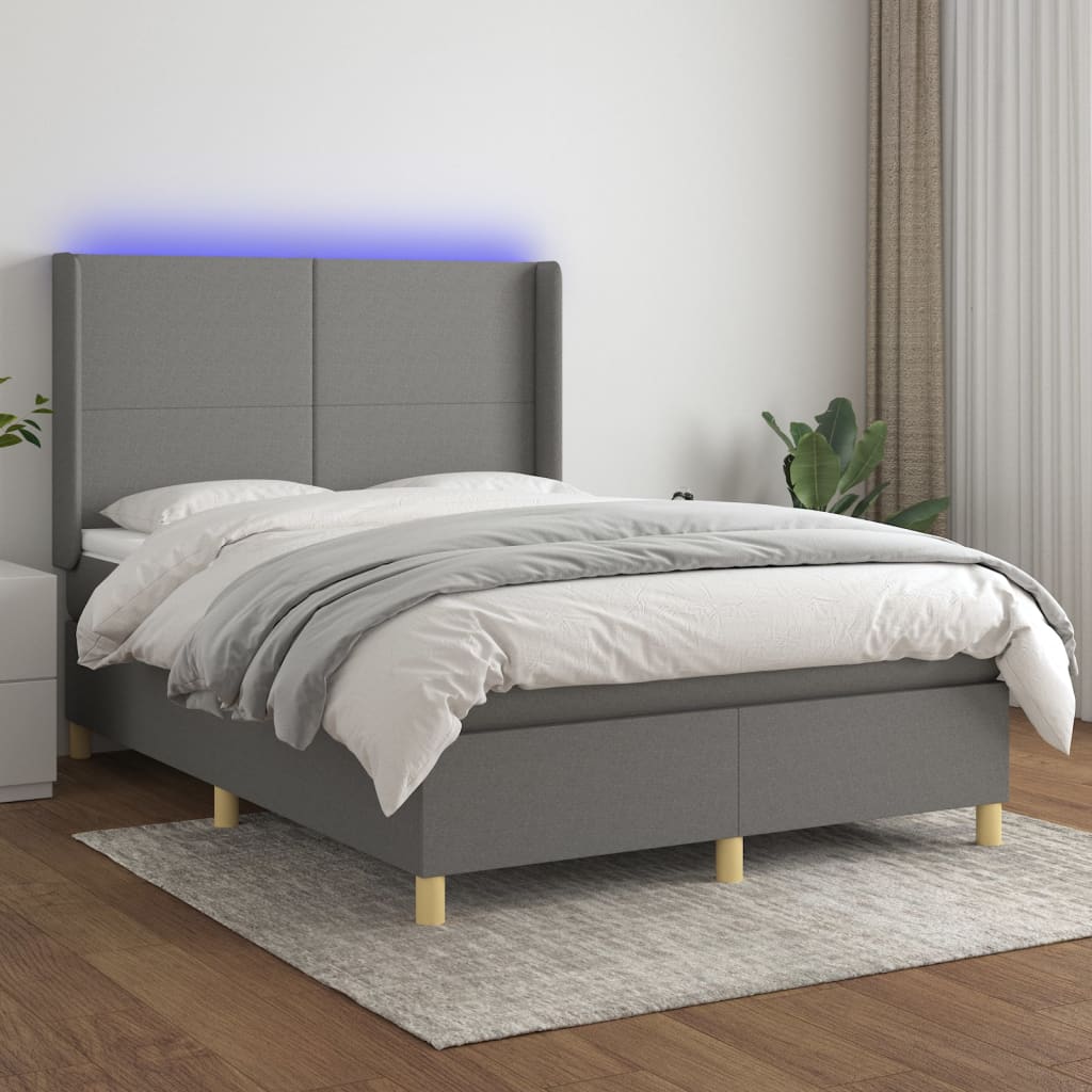 vidaXL Boxspring met matras en LED stof lichtgrijs 100x200 cm