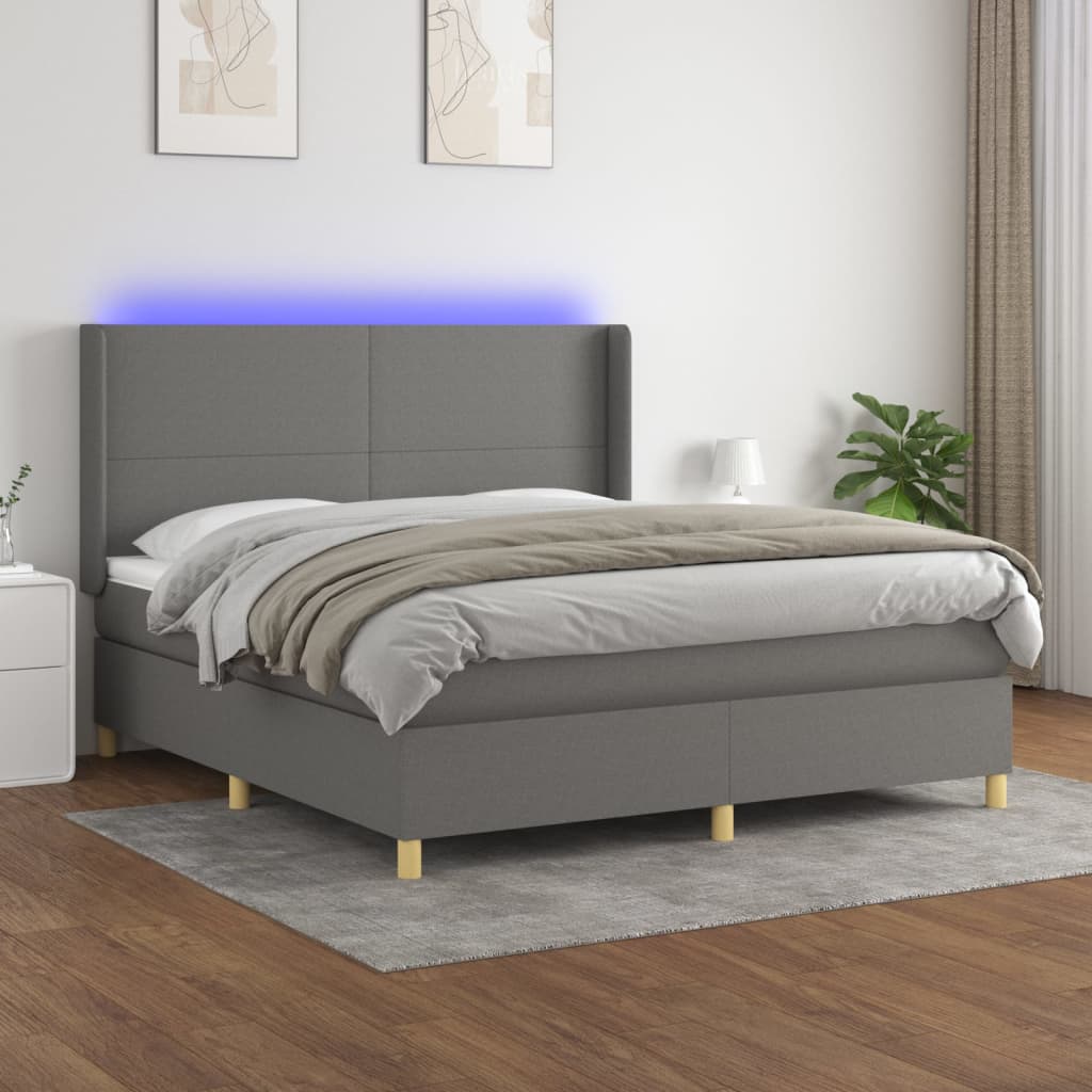 vidaXL Boxspring met matras en LED stof lichtgrijs 100x200 cm