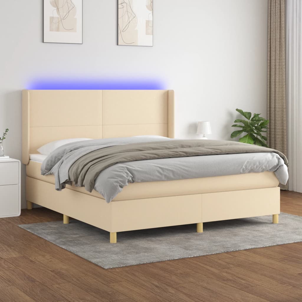 vidaXL Boxspring met matras en LED stof lichtgrijs 100x200 cm
