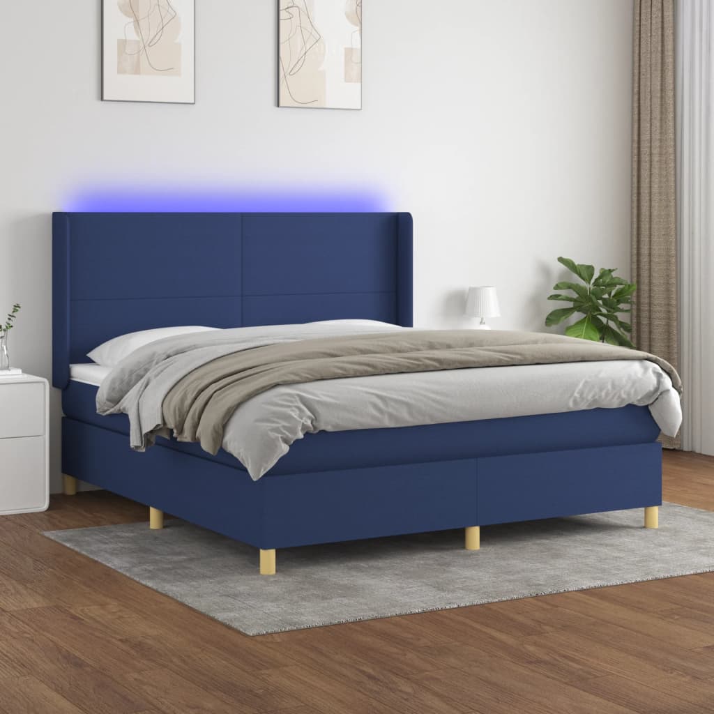vidaXL Boxspring met matras en LED stof lichtgrijs 100x200 cm