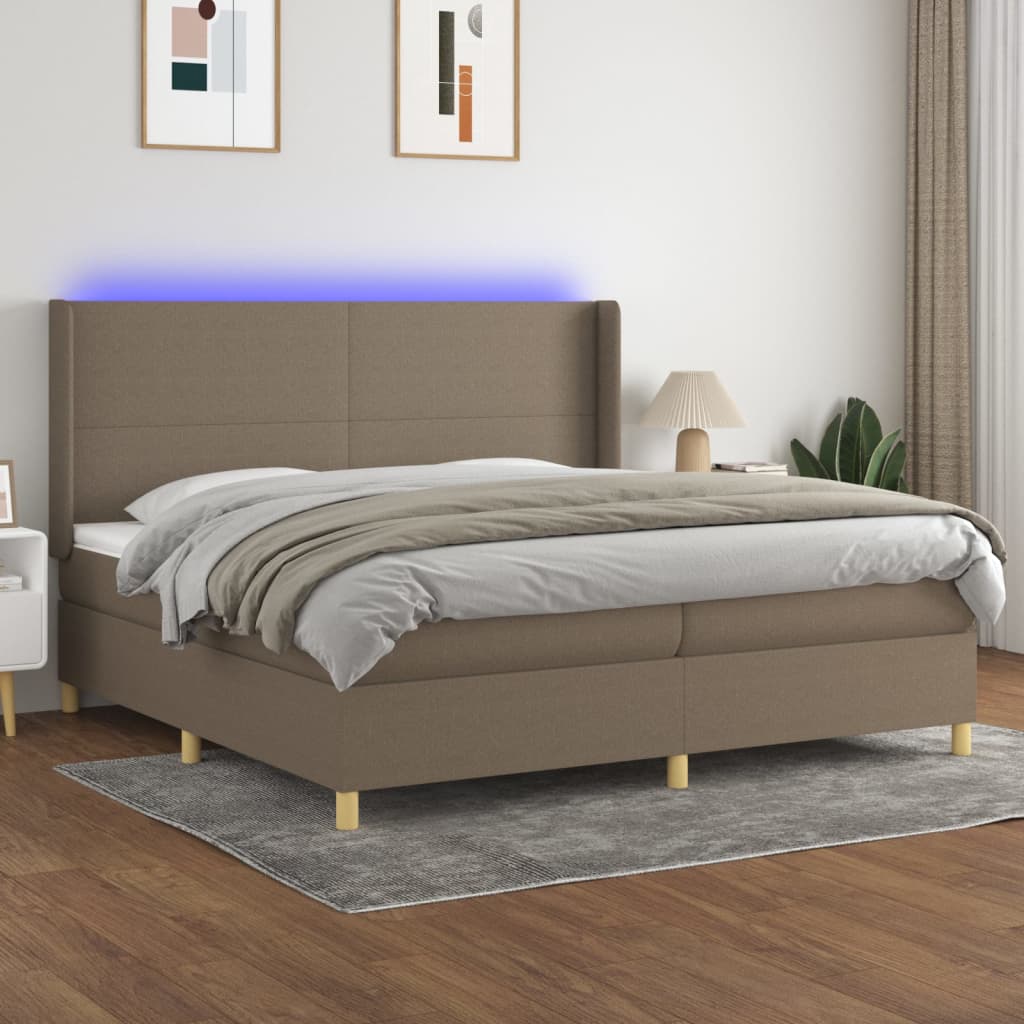 vidaXL Boxspring met matras en LED stof lichtgrijs 100x200 cm
