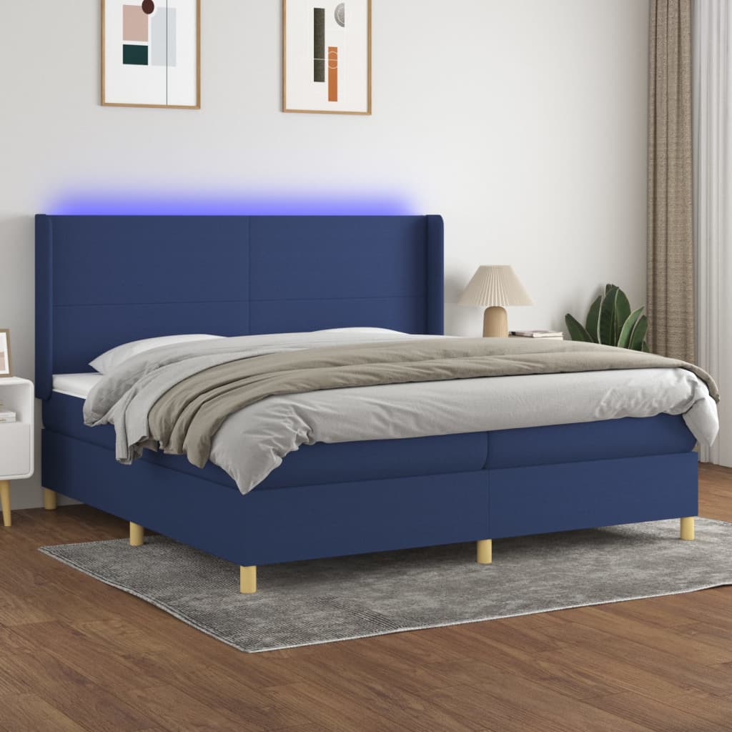 vidaXL Boxspring met matras en LED stof lichtgrijs 100x200 cm