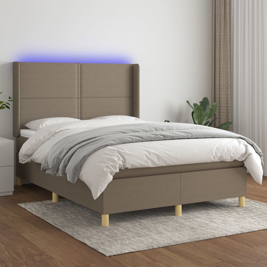 vidaXL Boxspring met matras en LED stof lichtgrijs 100x200 cm