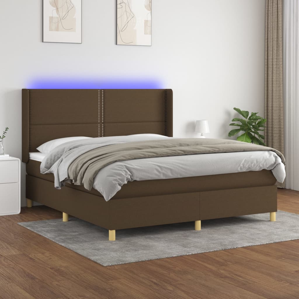 vidaXL Boxspring met matras en LED stof lichtgrijs 100x200 cm