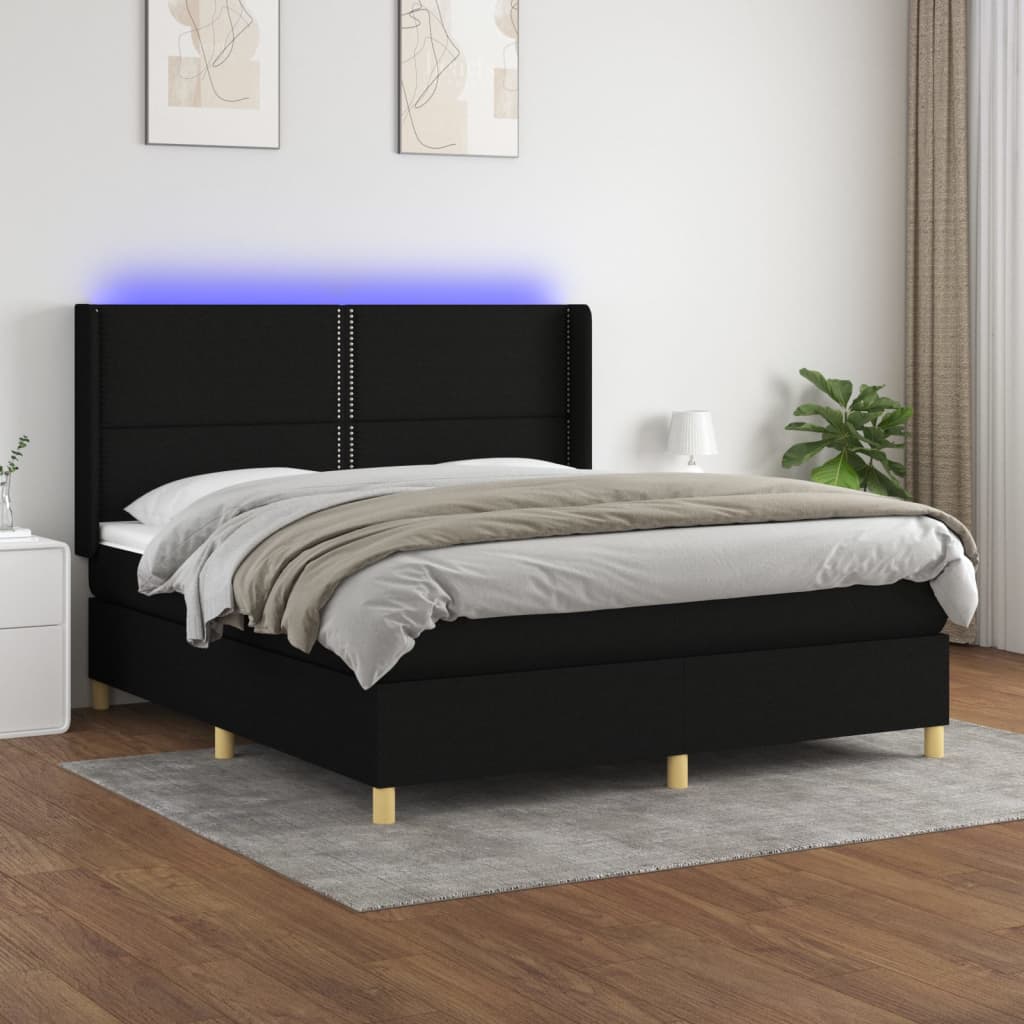 vidaXL Boxspring met matras en LED stof lichtgrijs 100x200 cm