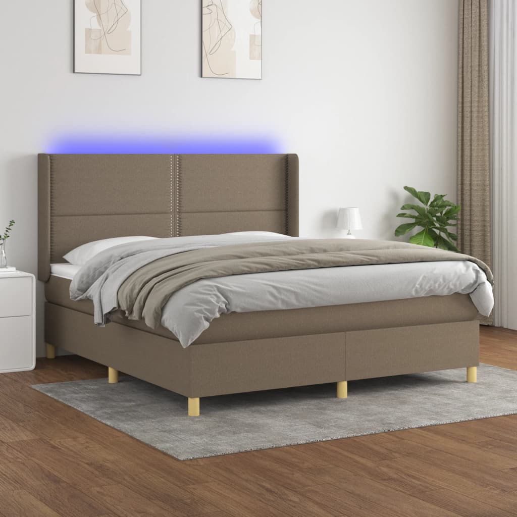 vidaXL Boxspring met matras en LED stof lichtgrijs 100x200 cm