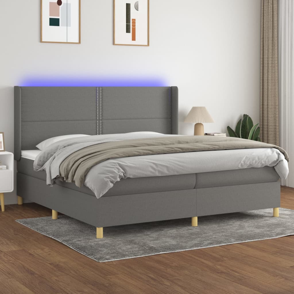 vidaXL Boxspring met matras en LED stof lichtgrijs 100x200 cm