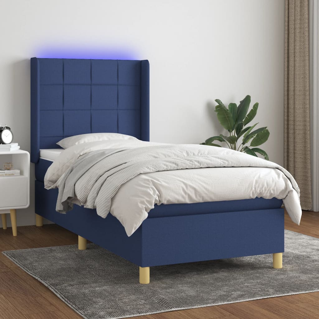 vidaXL Boxspring met matras en LED stof lichtgrijs 100x200 cm