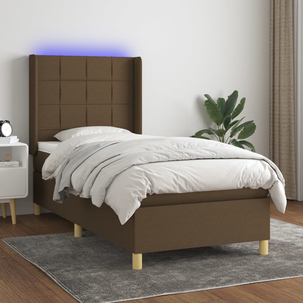 vidaXL Boxspring met matras en LED stof lichtgrijs 100x200 cm