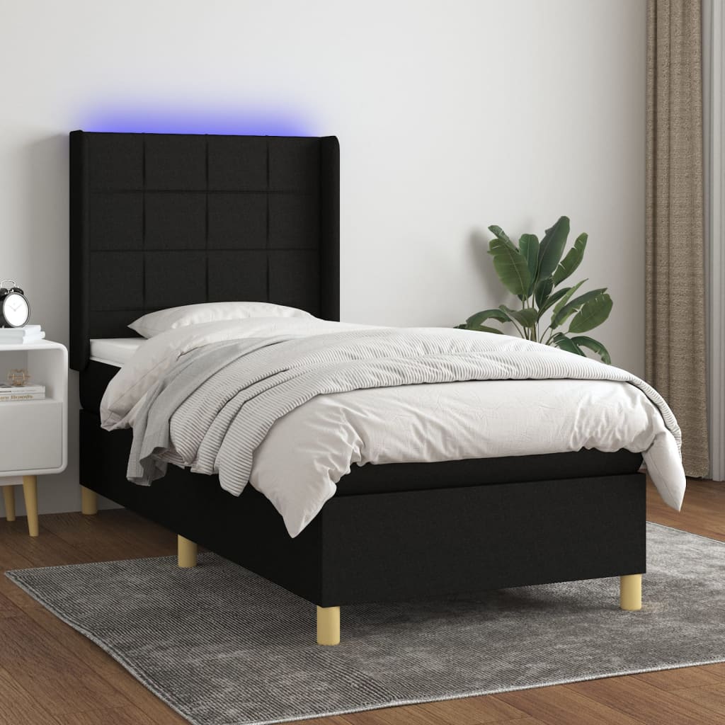 vidaXL Boxspring met matras en LED stof lichtgrijs 100x200 cm
