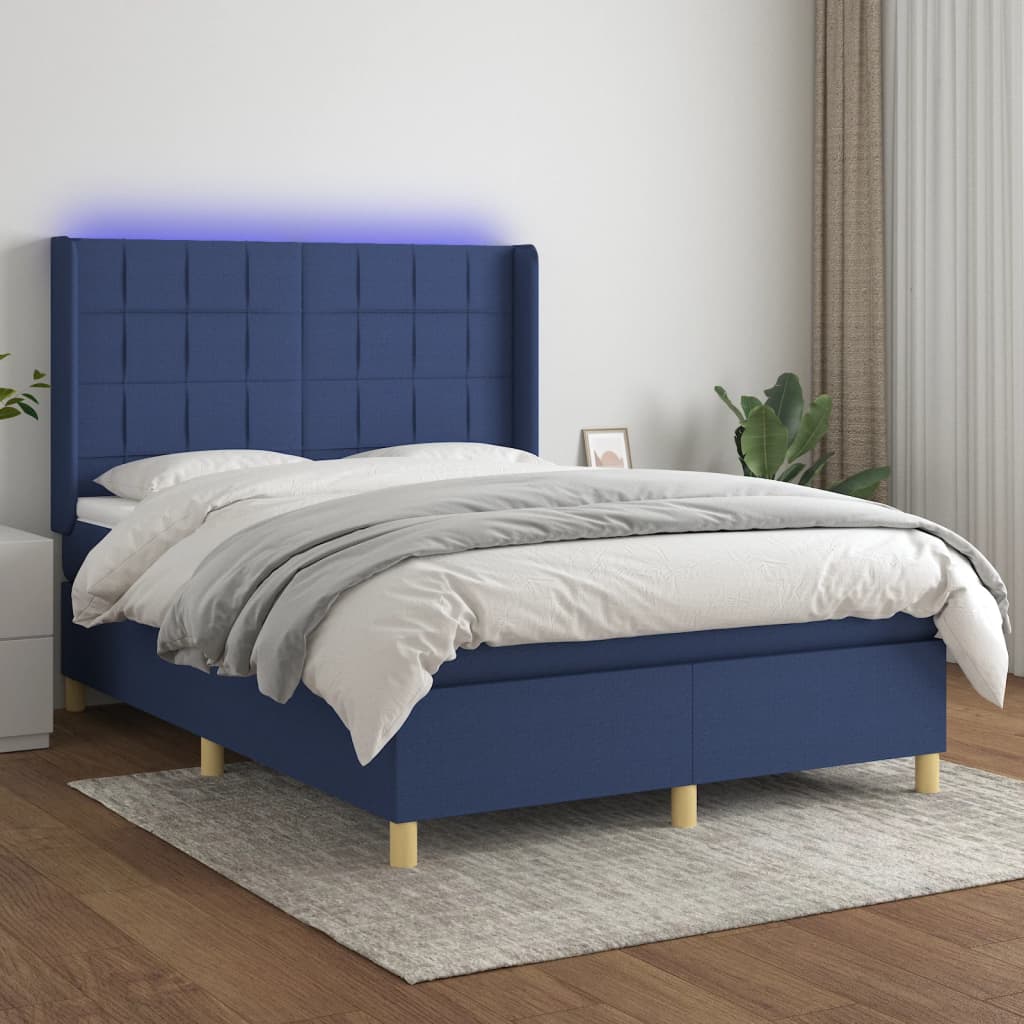 vidaXL Boxspring met matras en LED stof lichtgrijs 100x200 cm