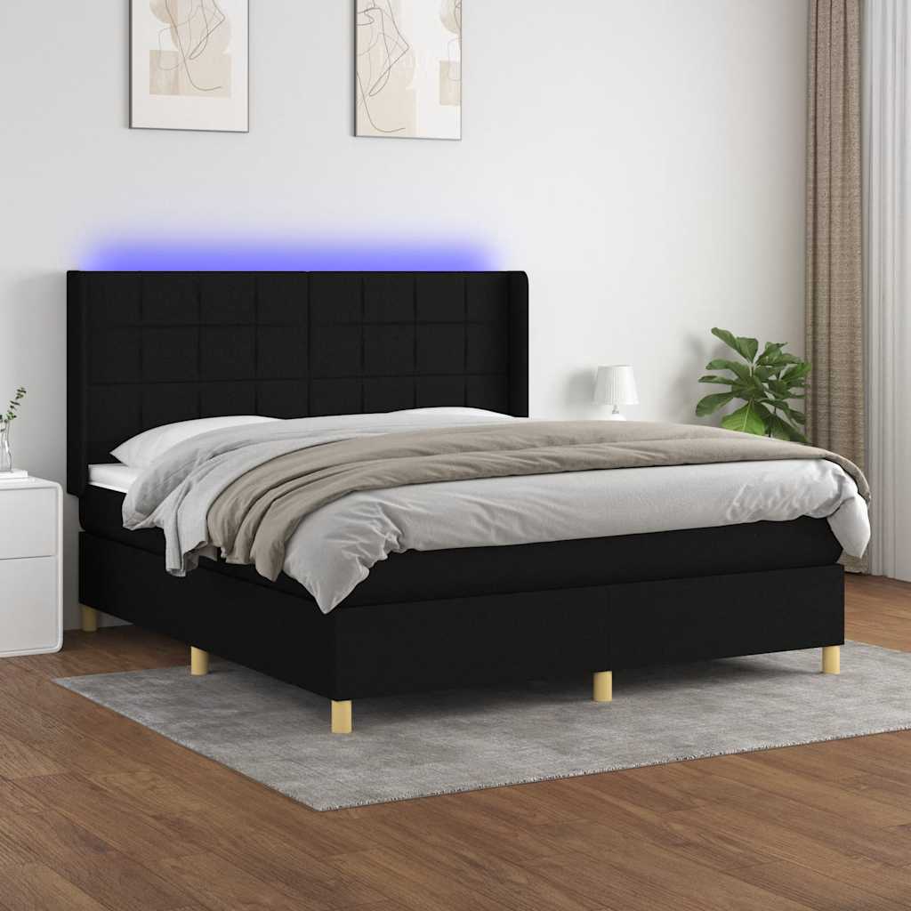 vidaXL Boxspring met matras en LED stof lichtgrijs 100x200 cm