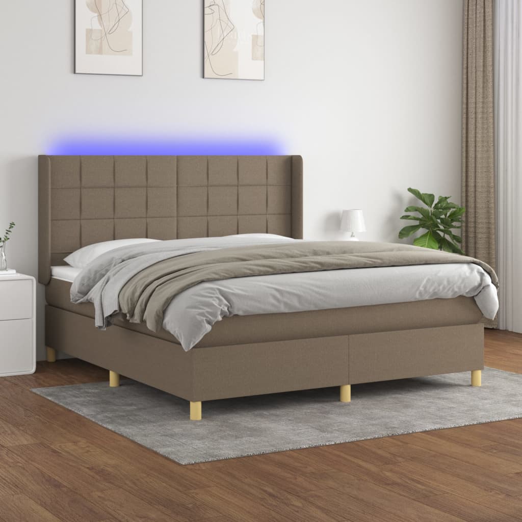 vidaXL Boxspring met matras en LED stof lichtgrijs 100x200 cm
