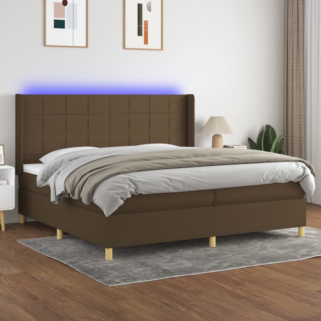 vidaXL Boxspring met matras en LED stof lichtgrijs 100x200 cm