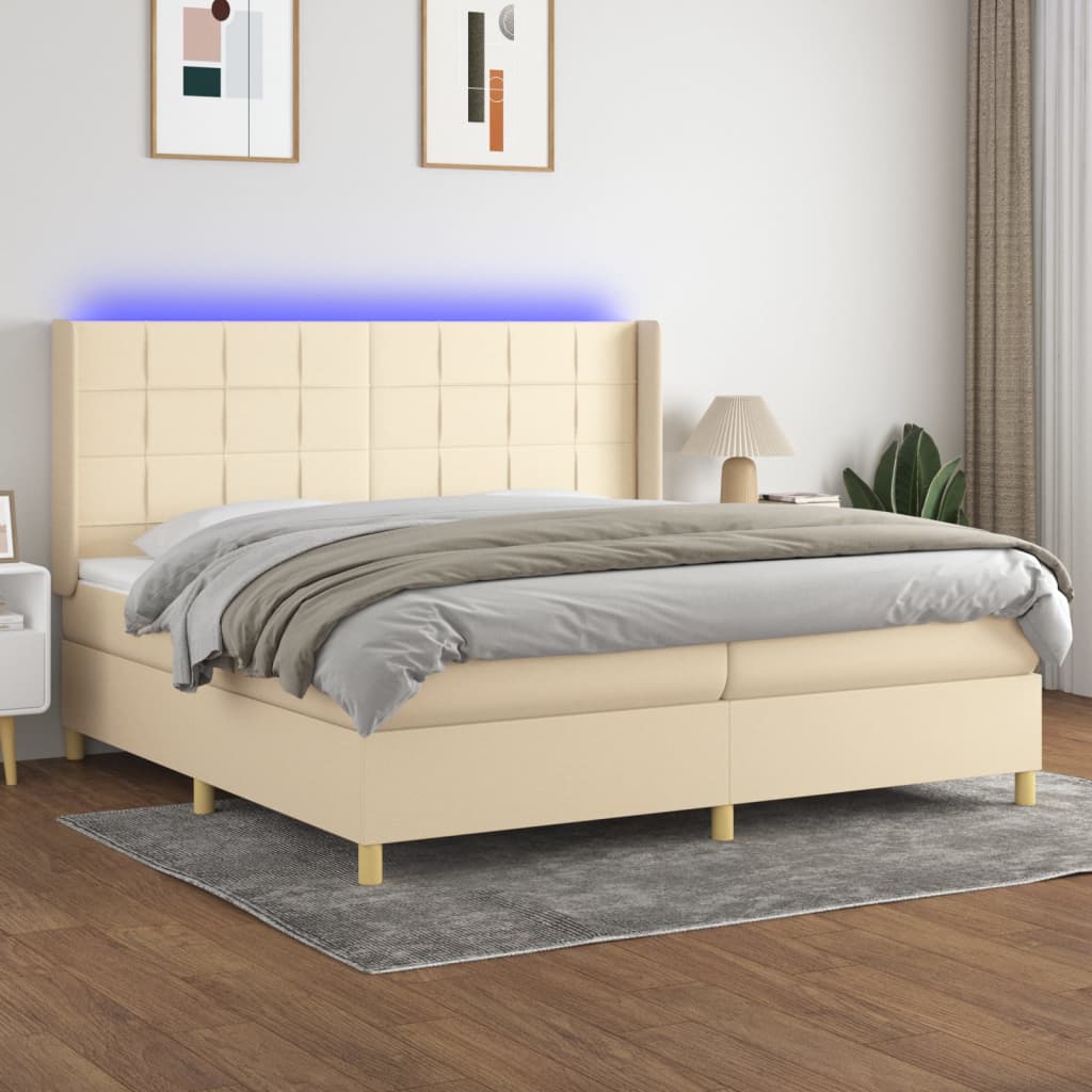vidaXL Boxspring met matras en LED stof lichtgrijs 100x200 cm