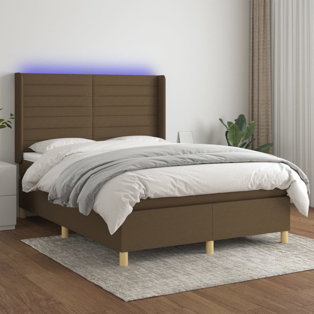 vidaXL Boxspring met matras en LED stof lichtgrijs 100x200 cm