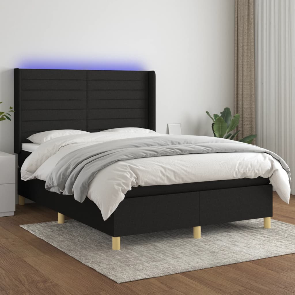 vidaXL Boxspring met matras en LED stof lichtgrijs 100x200 cm